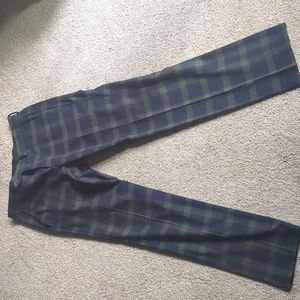 TM Lewin green and blue check trousers 32W 33L skinny fit